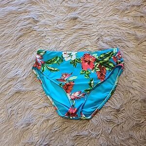 Sunsets womens tropical teal floral print swimsuit‎ bottoms size medium